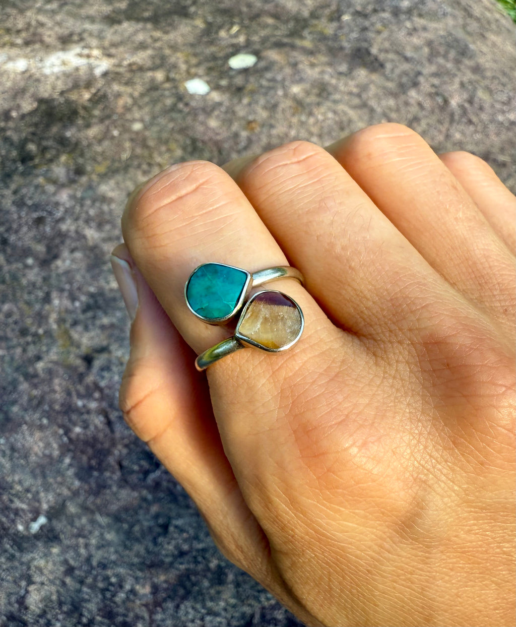 Chrysocolla & Fluorite Ring