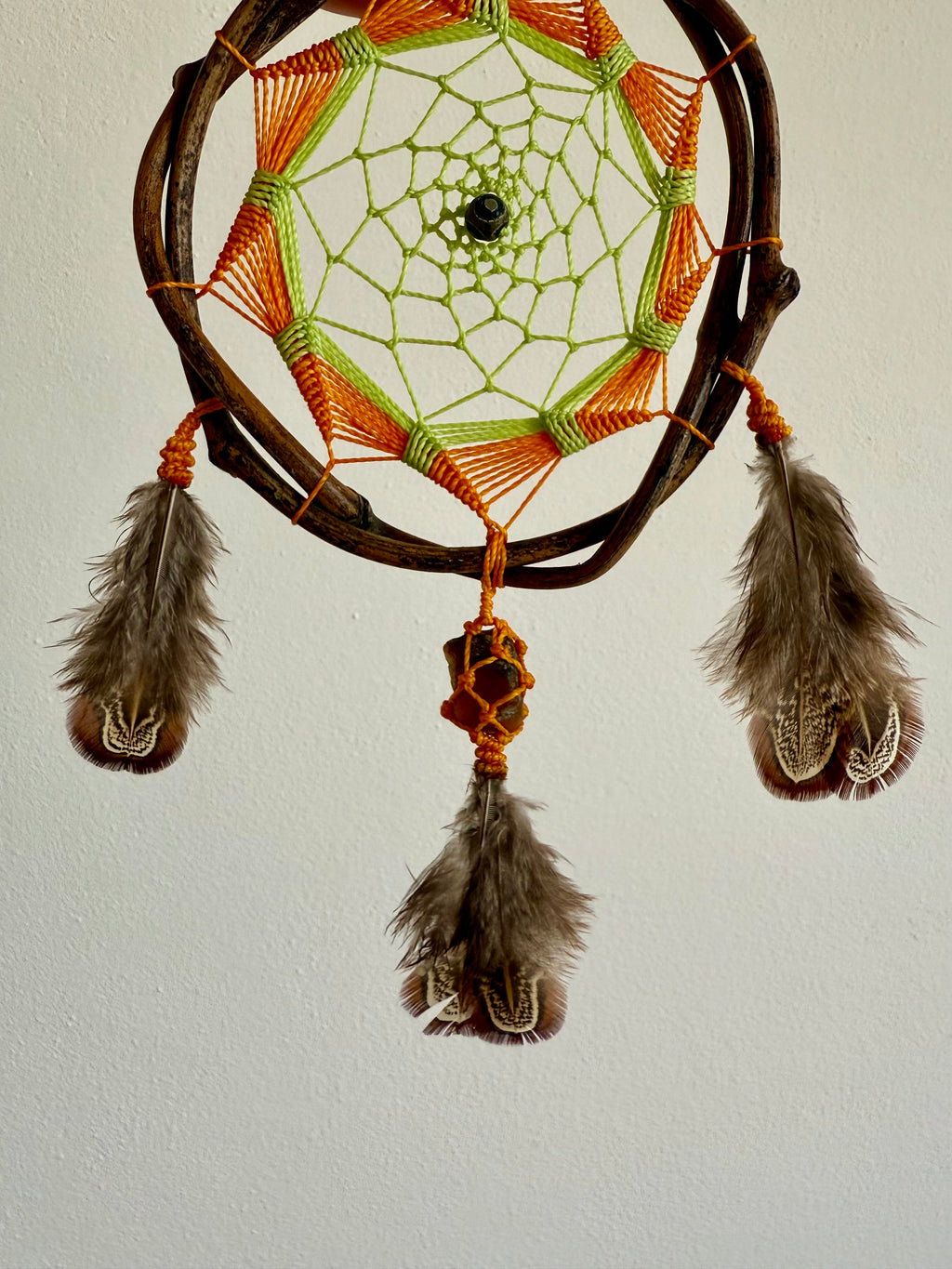 Natural Dreamcatcher Orange Green, Jasper Stone