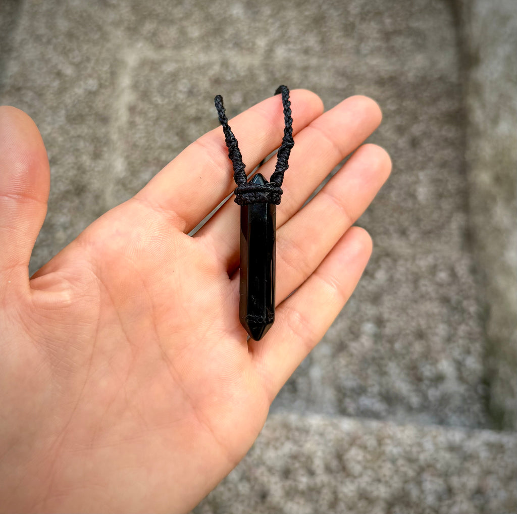 Black Obsidian - Macrame Necklace