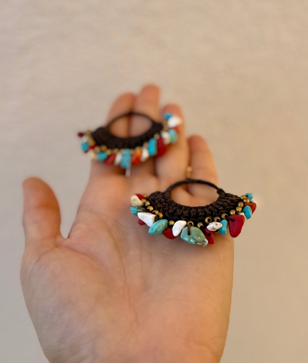 Terra Viva - Macrame Mixed Gems Earrings