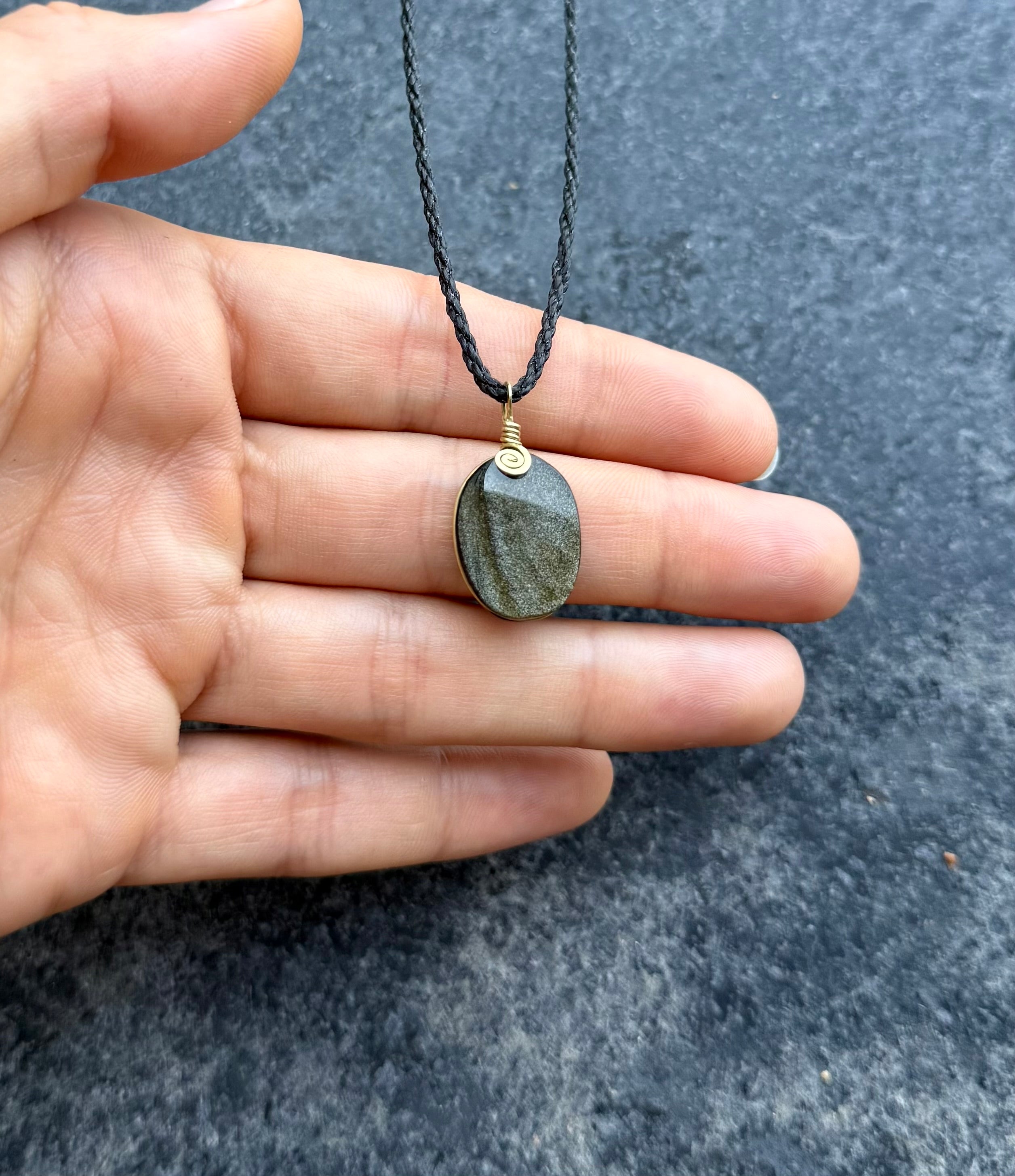 Gold Obsidian Amulet