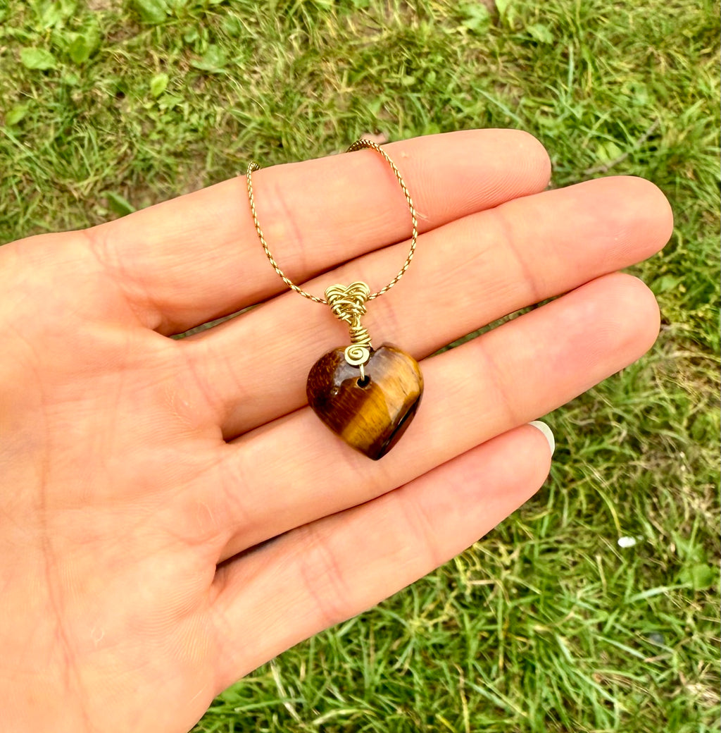 Colombian Tiger's Eye Amulet - Heart