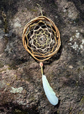 Rose, White & Gold Crystal & Rhodochrosite Dreamcatcher