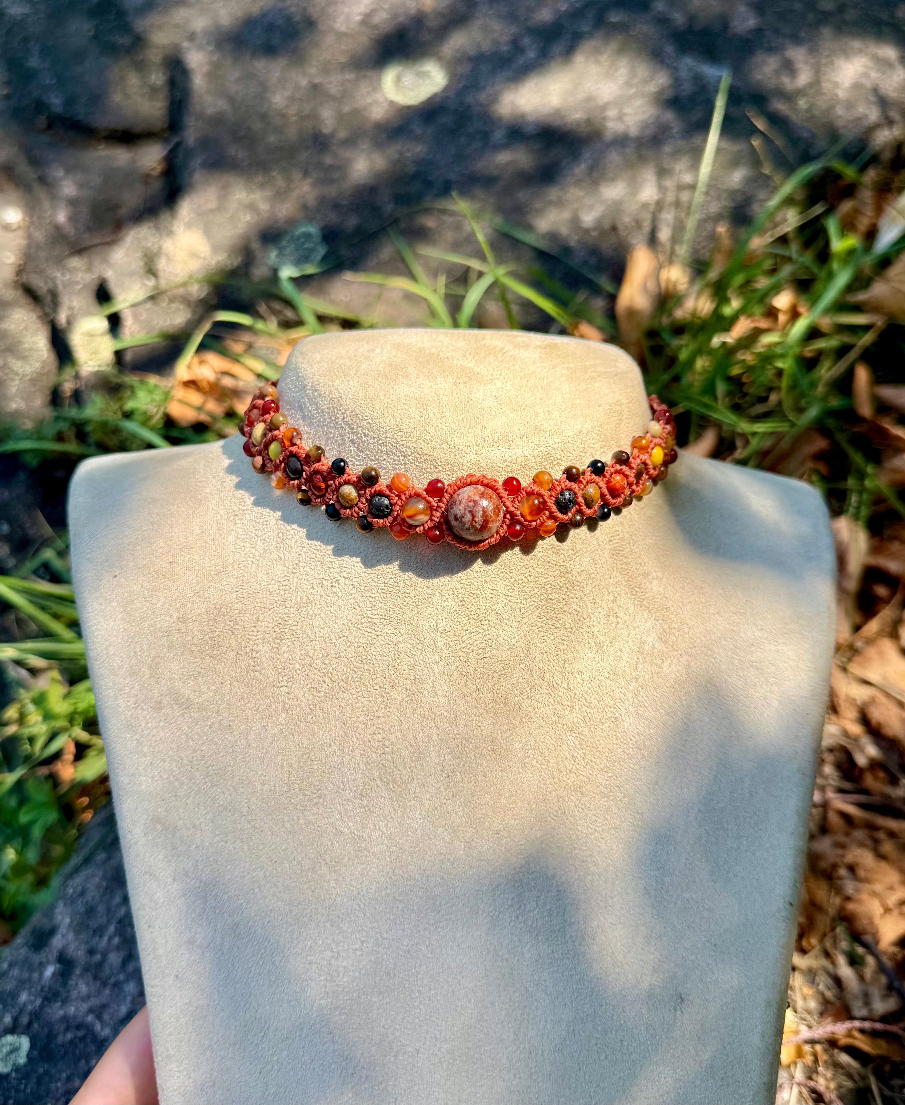 Fire Spirit Gemstone Macrame Choker