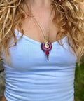 Spiral Amulet Macrame Pink