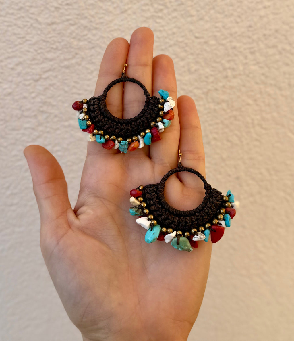 Terra Viva - Macrame Mixed Gems Earrings