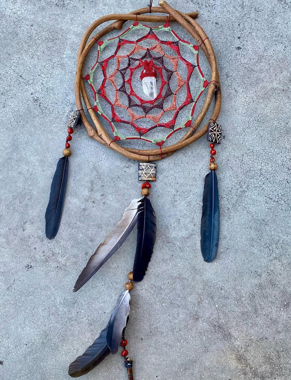 Natural Deamcatcher Red - Crystal Quartz