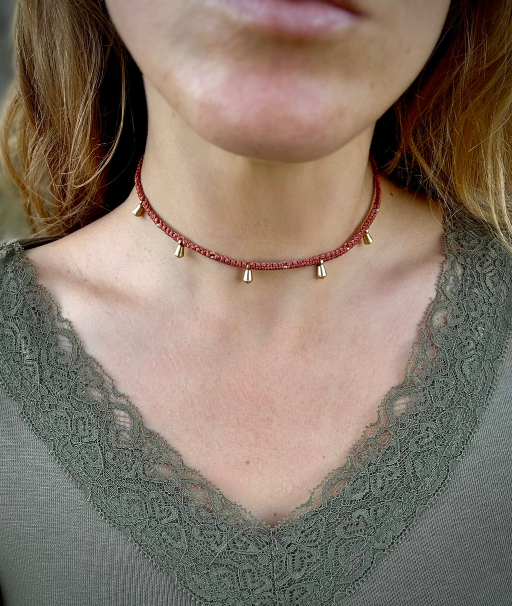 Delicate Drops Choker - Terracotta