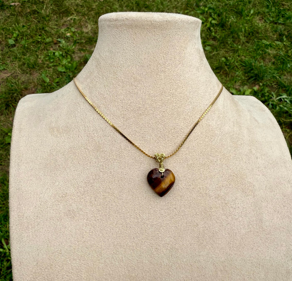 Colombian Tiger's Eye Amulet - Heart