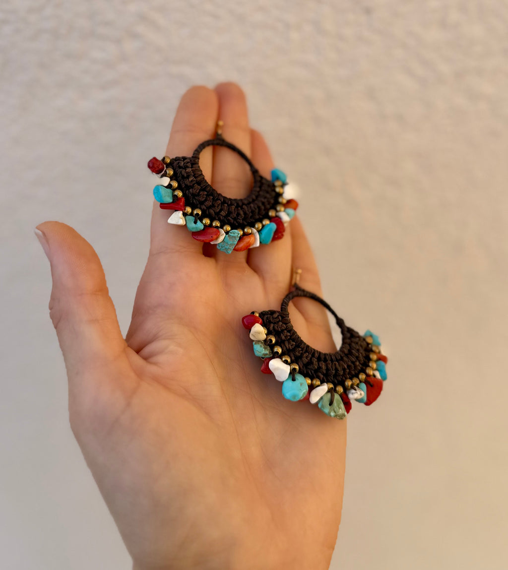 Terra Viva - Macrame Mixed Gems Earrings