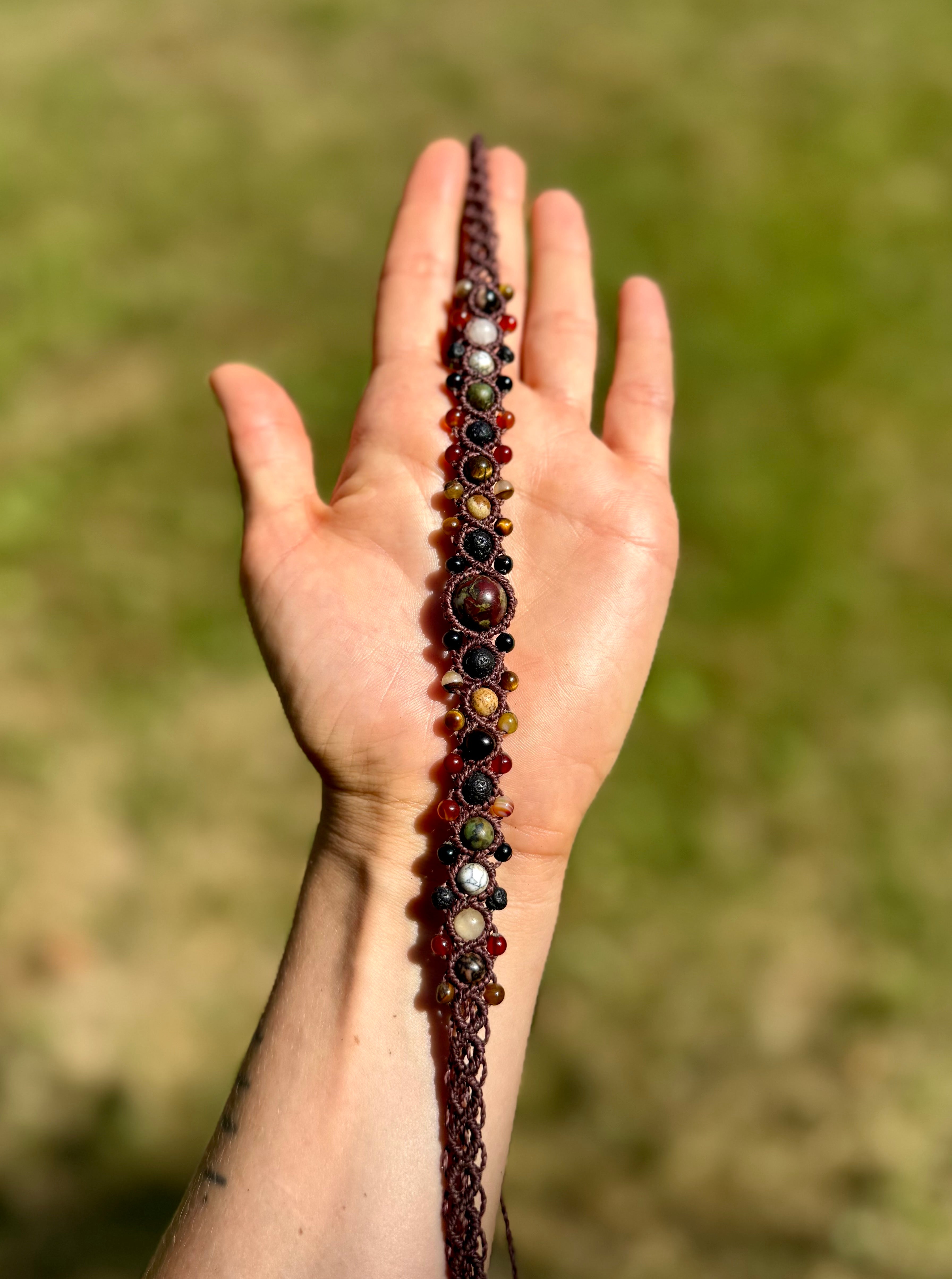Earth Spirit Gemstone Macrame Choker
