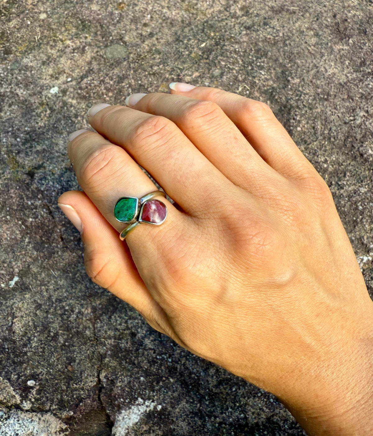 Red Jasper & Chrysocolla Ring