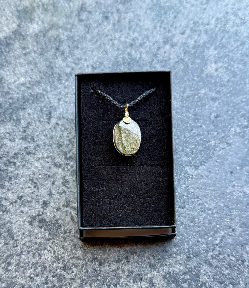 Gold Obsidian Amulet