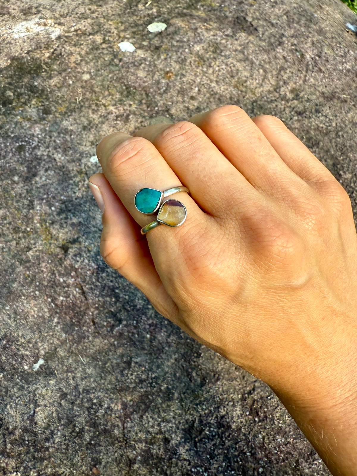 Chrysocolla & Fluorite Ring