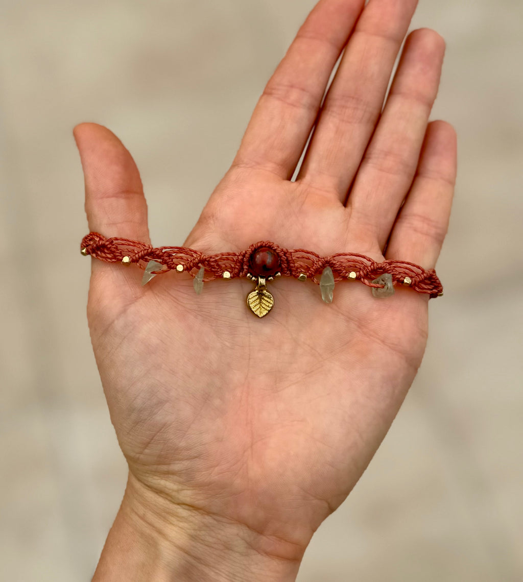 Terracotta Macrame Leaf Choker