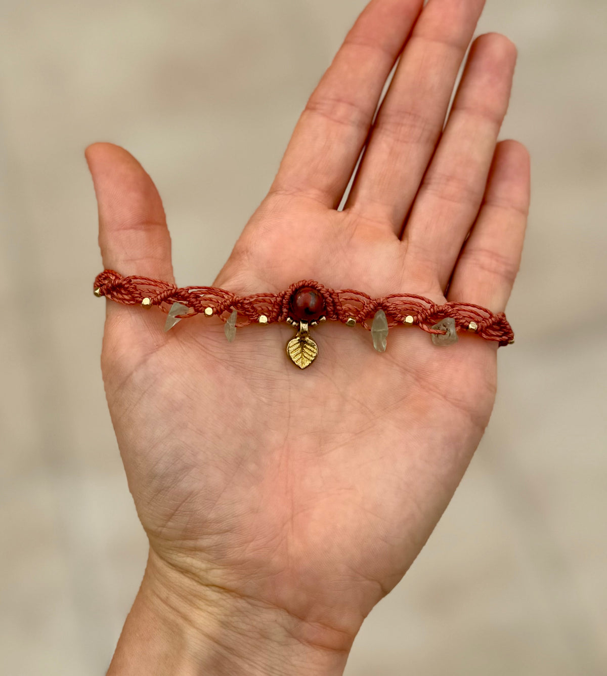 Terracotta Macrame Leaf Choker