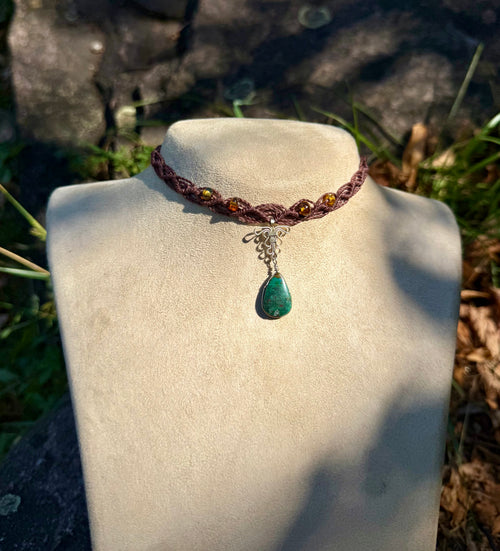 Chrysocolla & Amber Choker