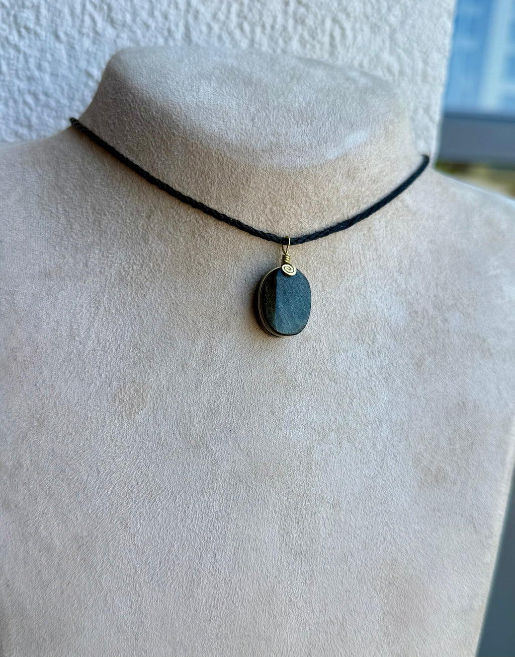 Gold Obsidian Amulet