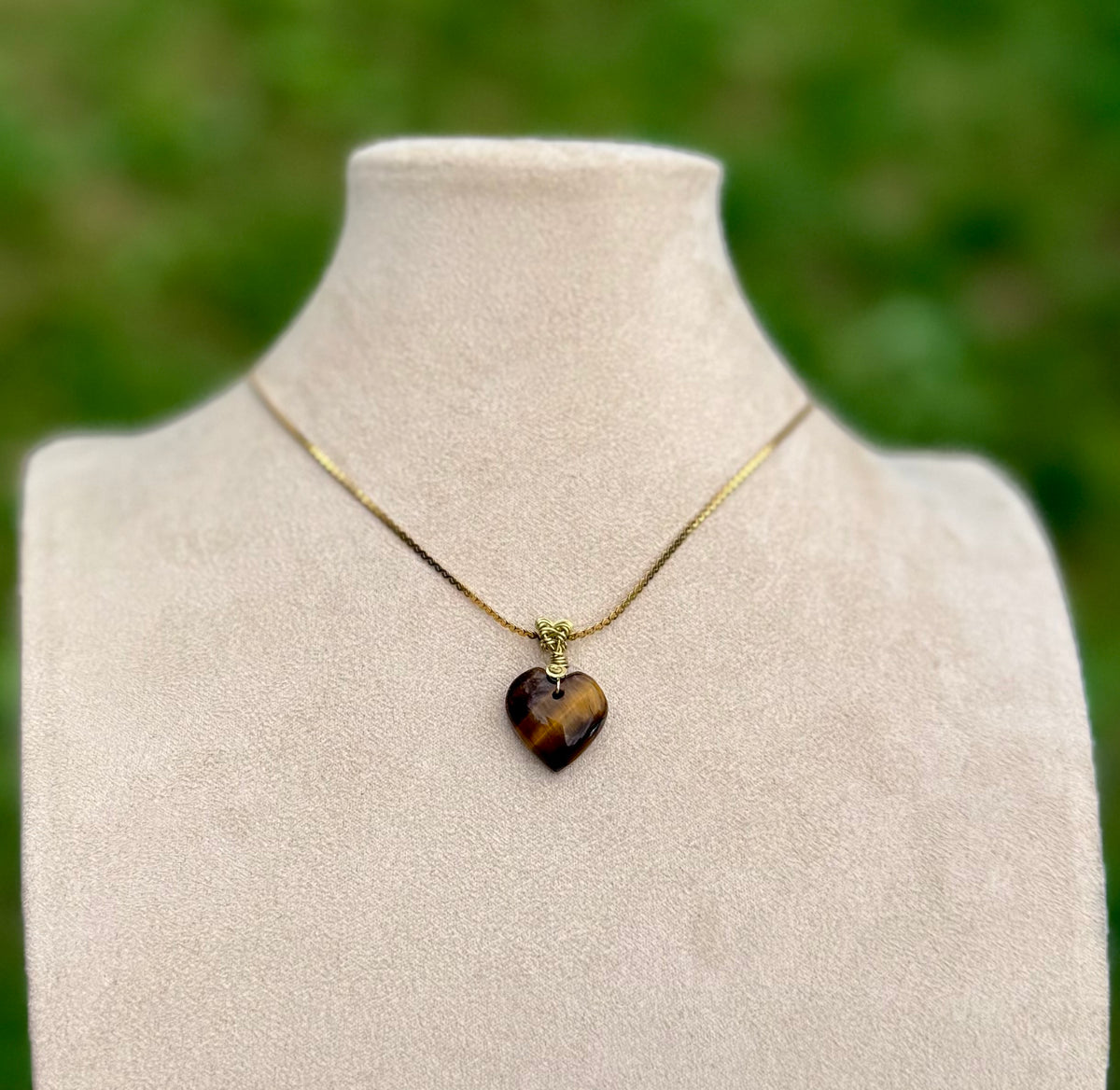 Colombian Tiger's Eye Amulet - Heart