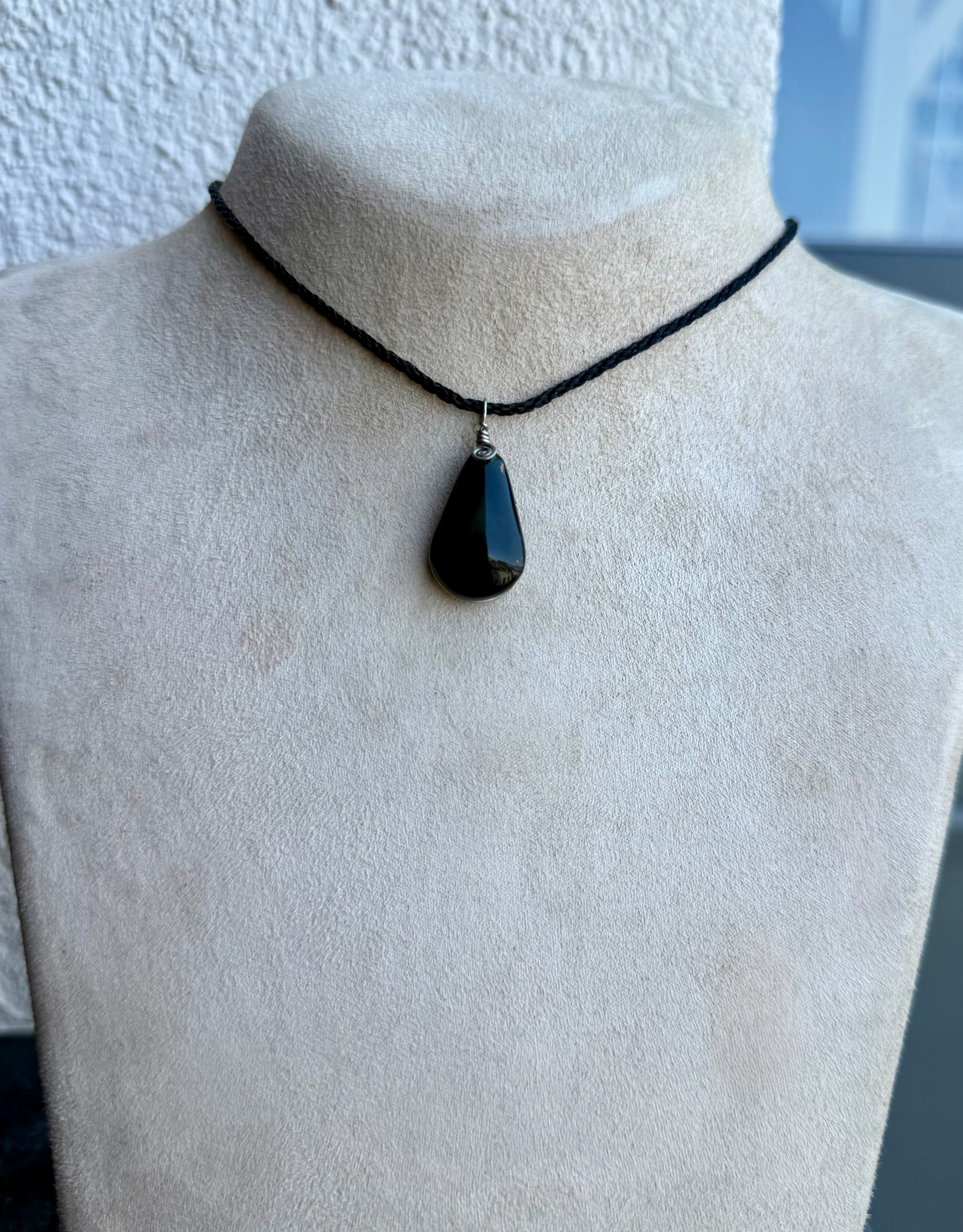 Obsidian Manto Huichol Amulet