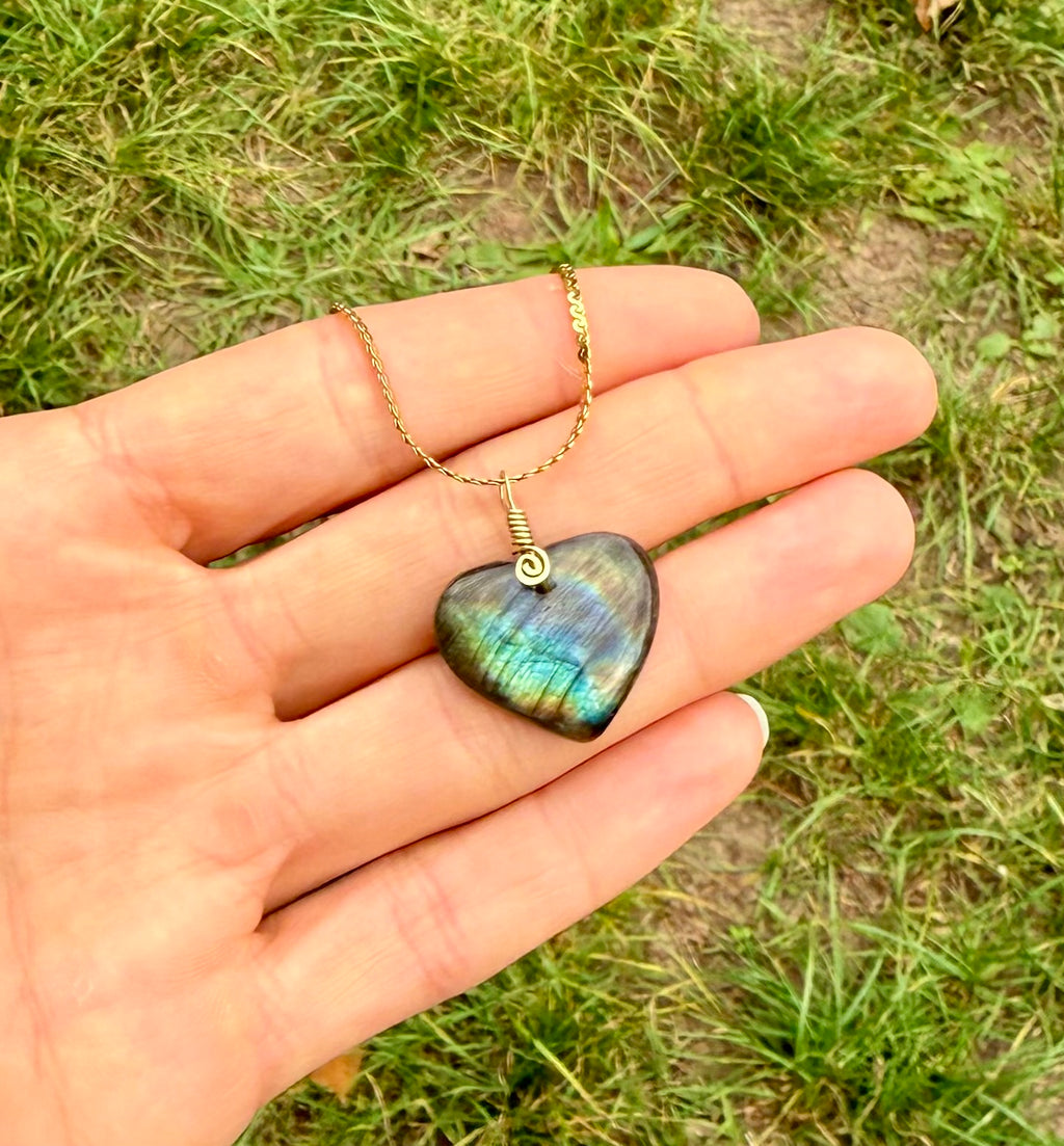 Finnish Labradorite Amulet - Heart