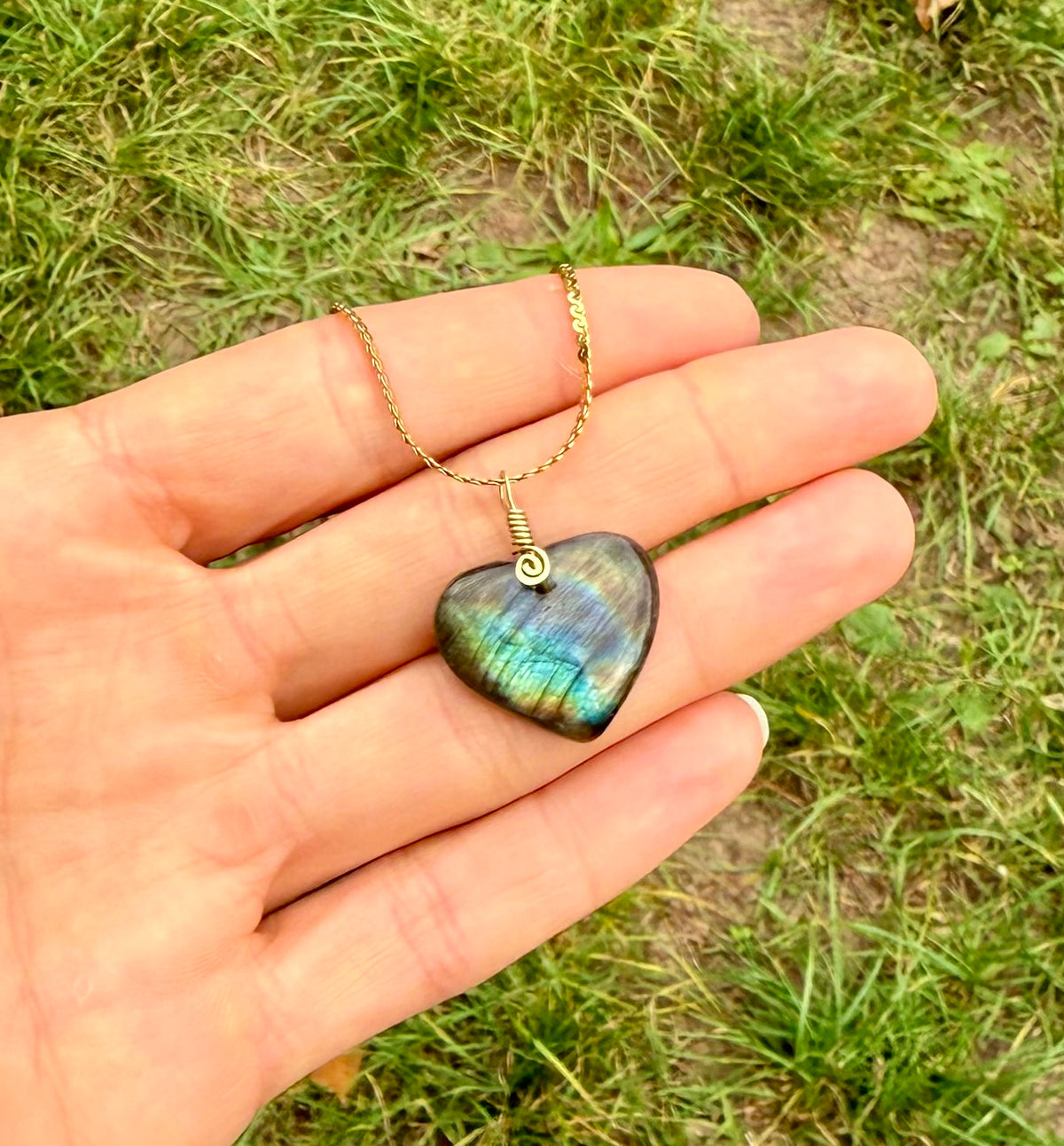 Finnish Labradorite Amulet - Heart