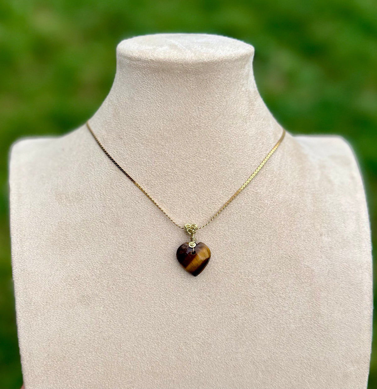 Colombian Tiger's Eye Amulet - Heart