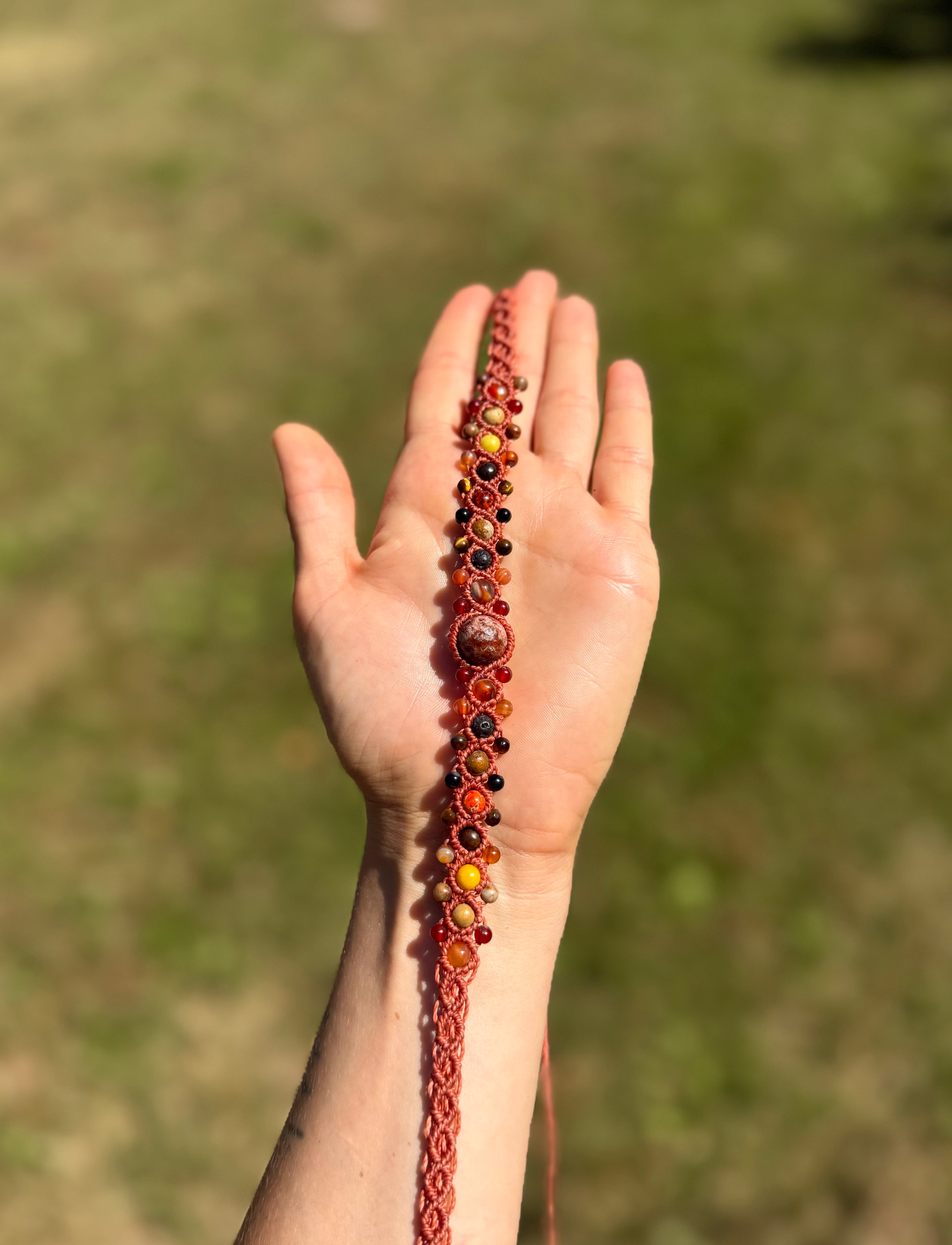 Fire Spirit Gemstone Macrame Choker