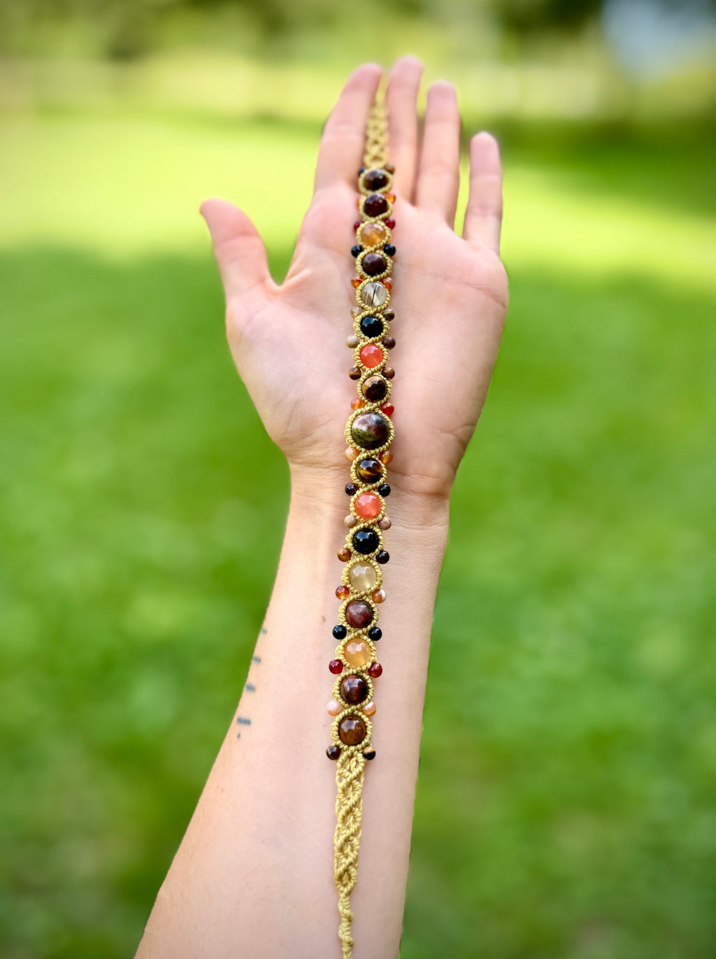 Fire Spirit Gemstone Macrame Choker
