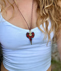 Spiral Amulet Macrame Red