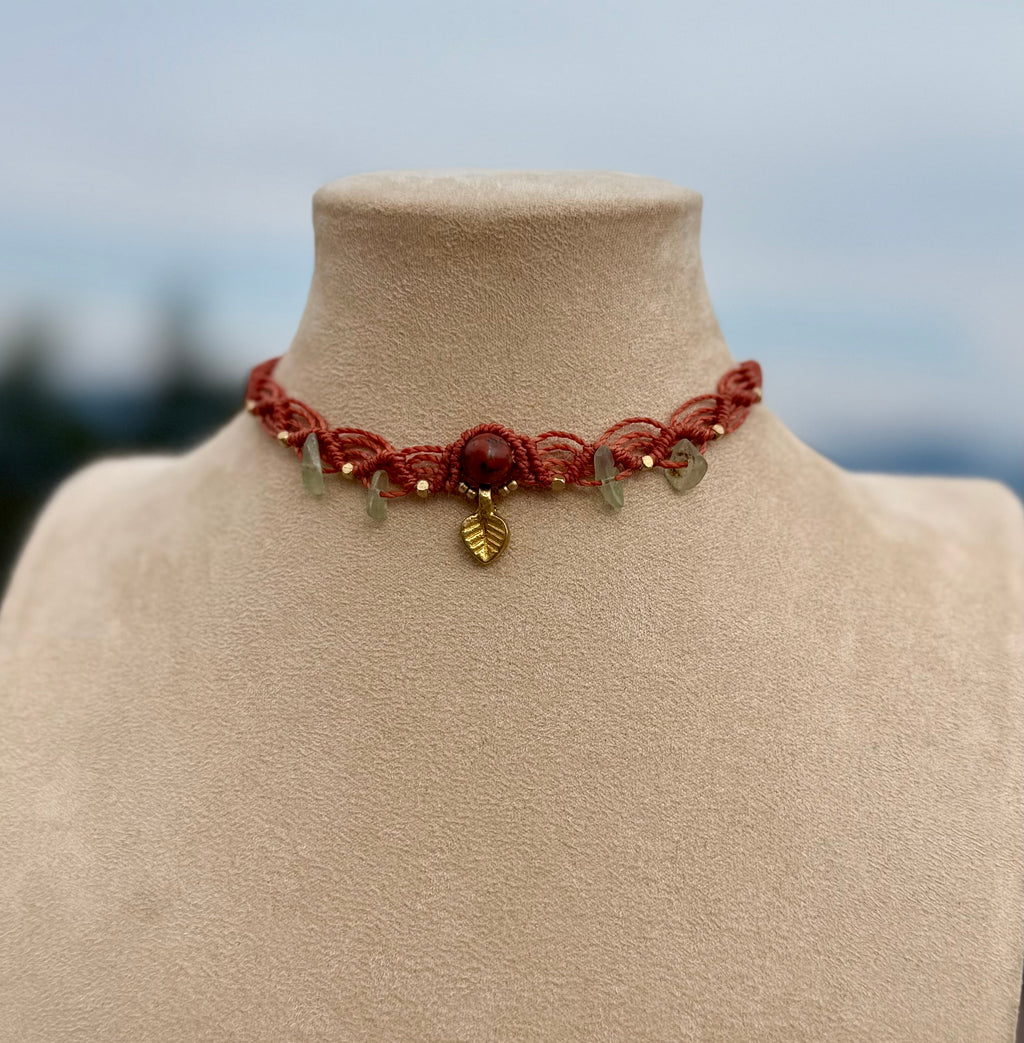Terracotta Macrame Leaf Choker