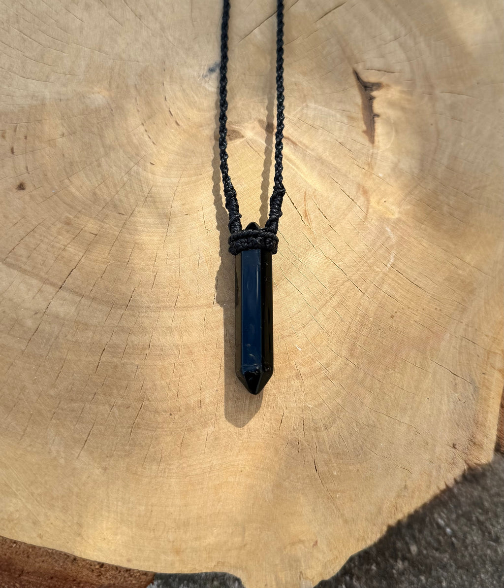 Black Obsidian - Macrame Necklace