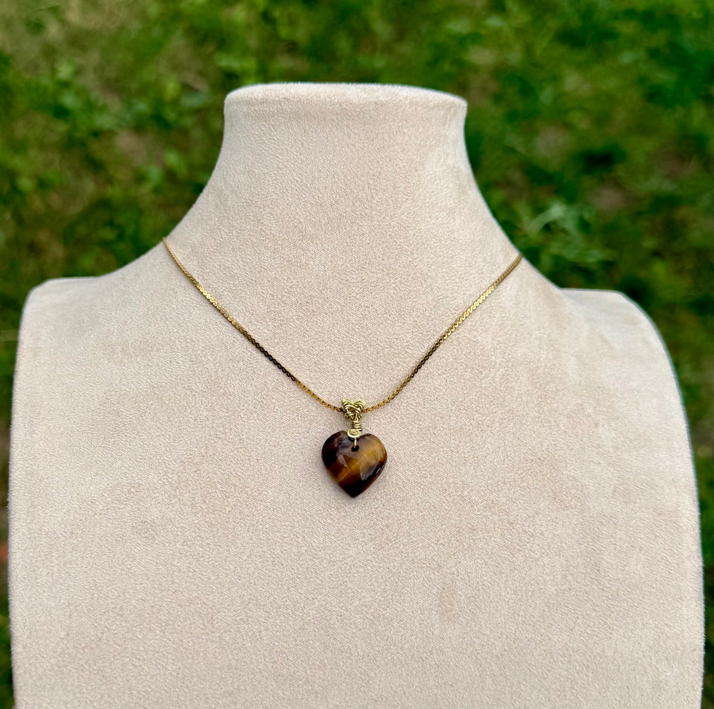 Colombian Tiger's Eye Amulet - Heart