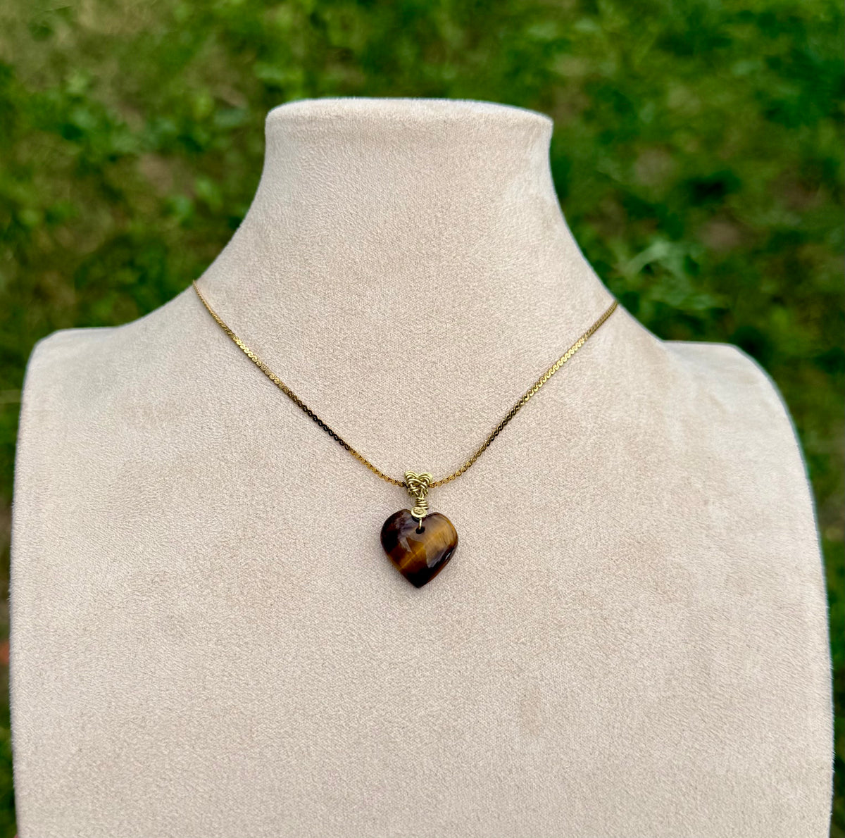 Colombian Tiger's Eye Amulet - Heart