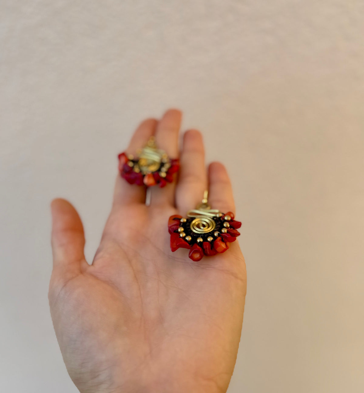 Alma Roja - Red Coral Spiral Earrings