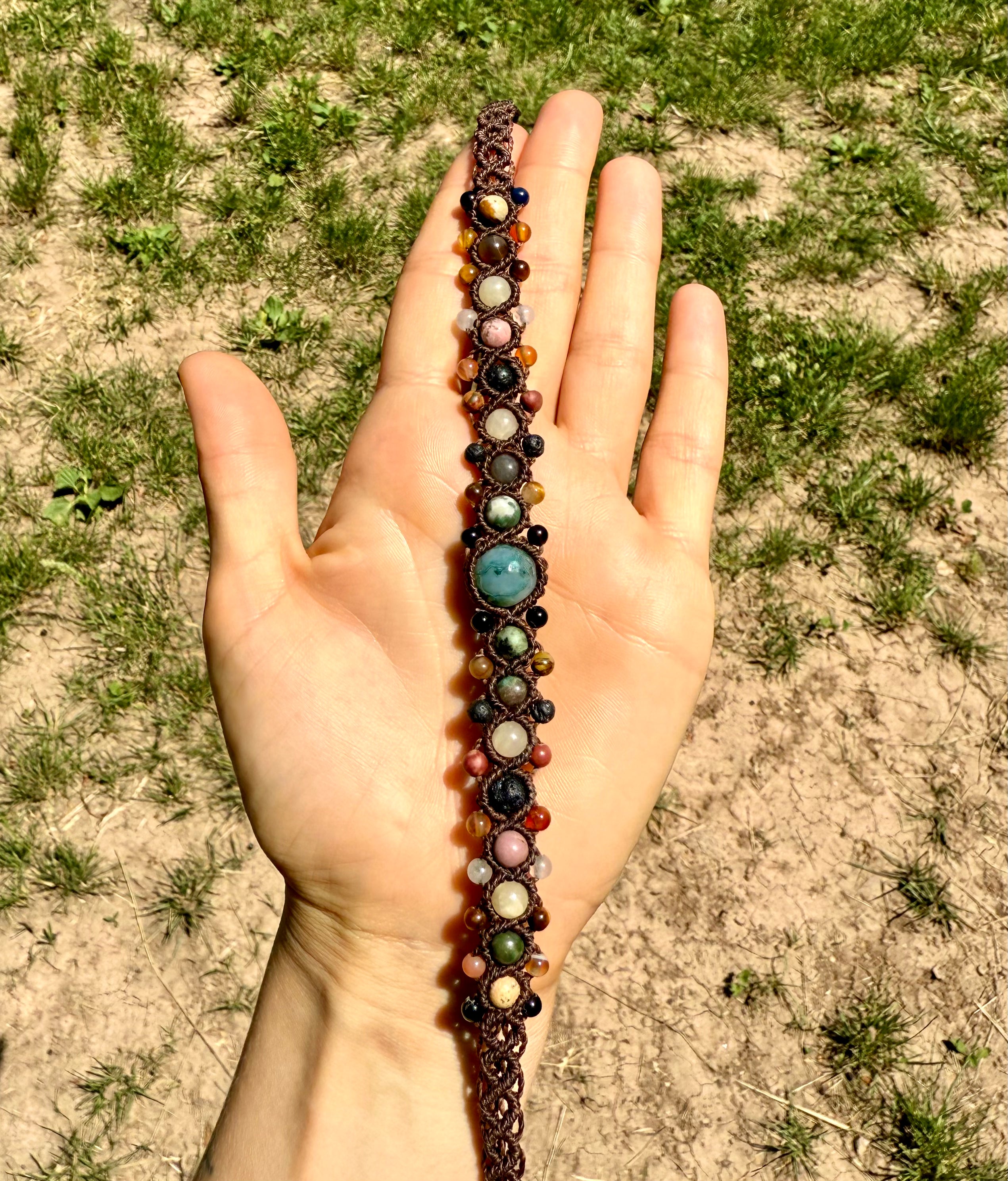 Earth Spirit Gemstone Macrame Choker