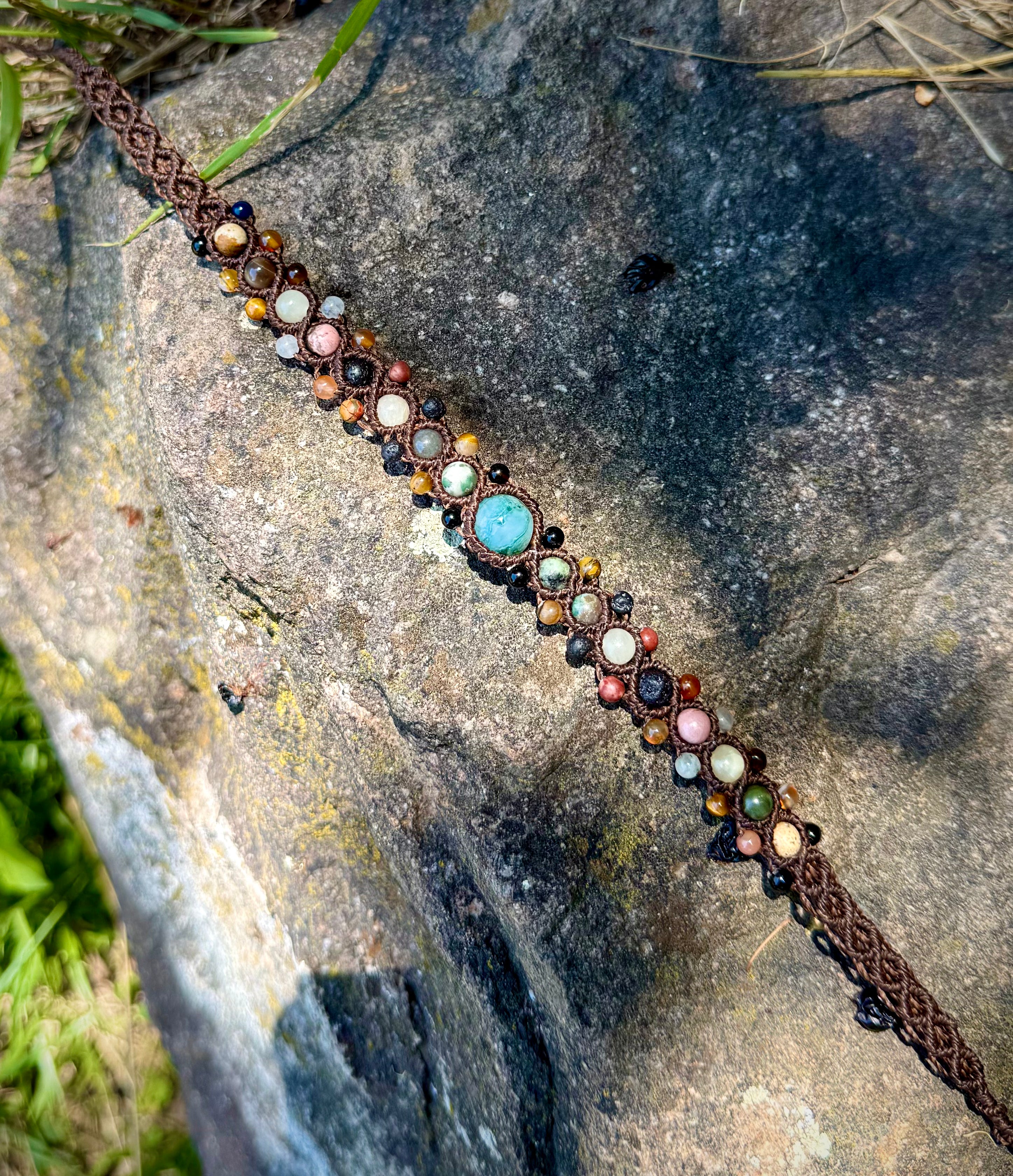 Earth Spirit Gemstone Macrame Choker