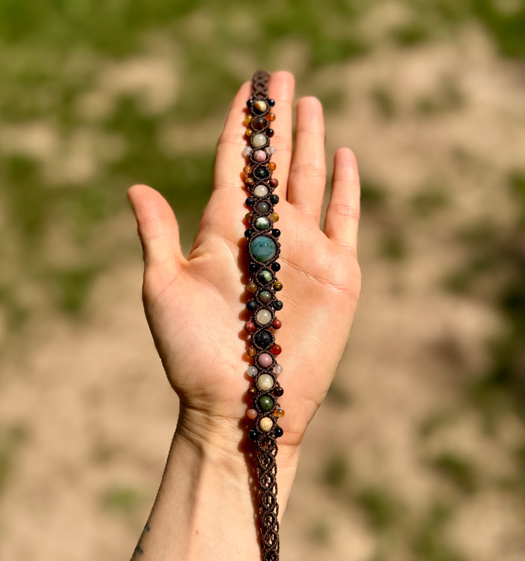 Earth Spirit Gemstone Macrame Choker