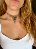 Chrysocolla & Amber Choker