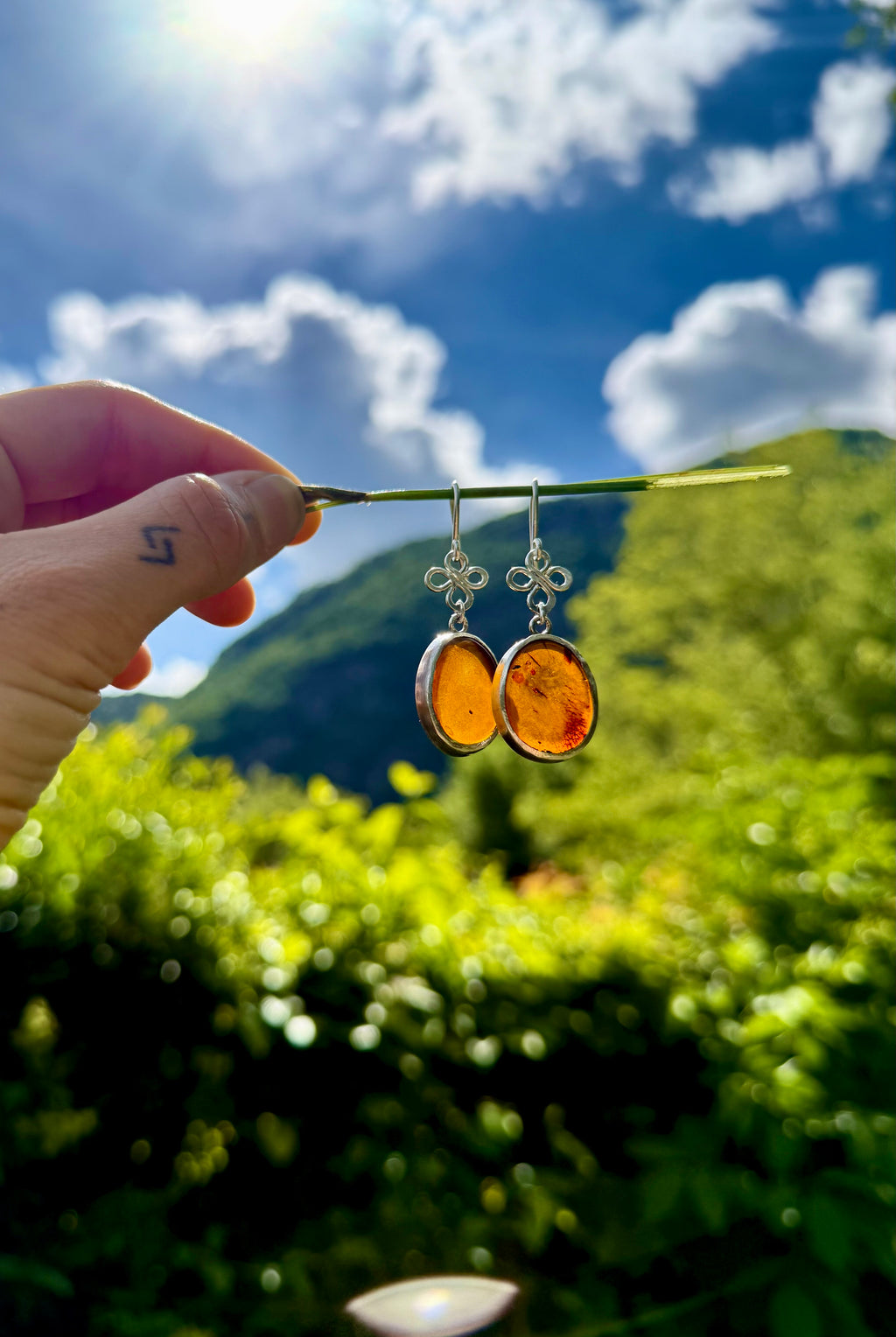 Baltic Amber Earrings Silver