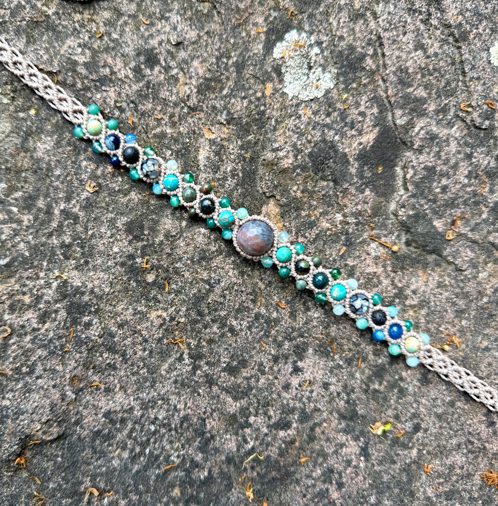 Water Spirit Gemstone Macrame Choker